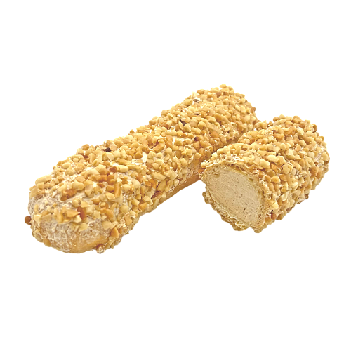 Эклер с кремом из сгущёнки и ореховой обсыпкой Эклер с кремом из сгущёнки и ореховой обсыпкой